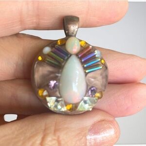 Beaded Opal Antique Copper Pendant